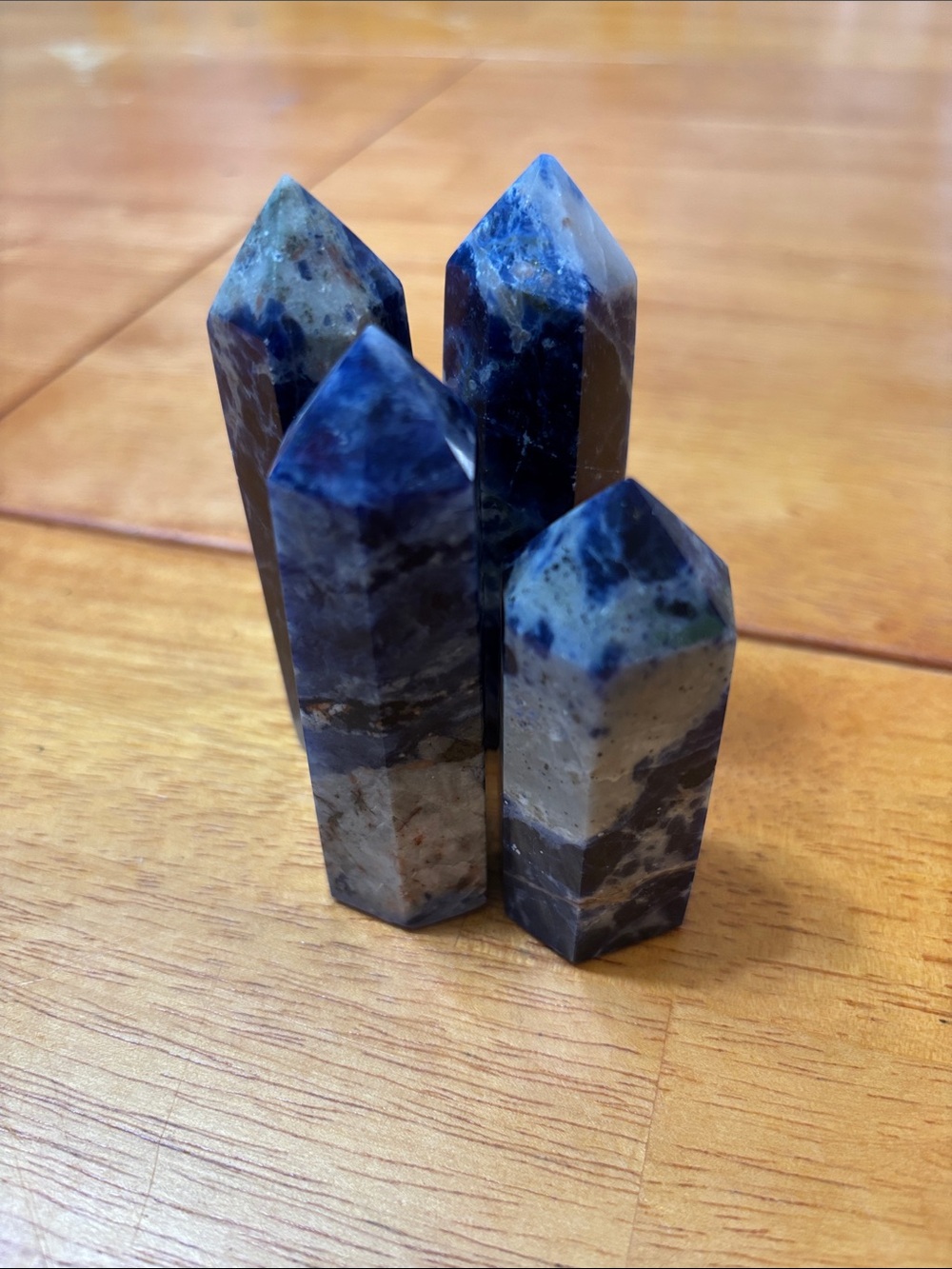 Set of 4 Blue White Polished Stone Towers Crystal Points 283g